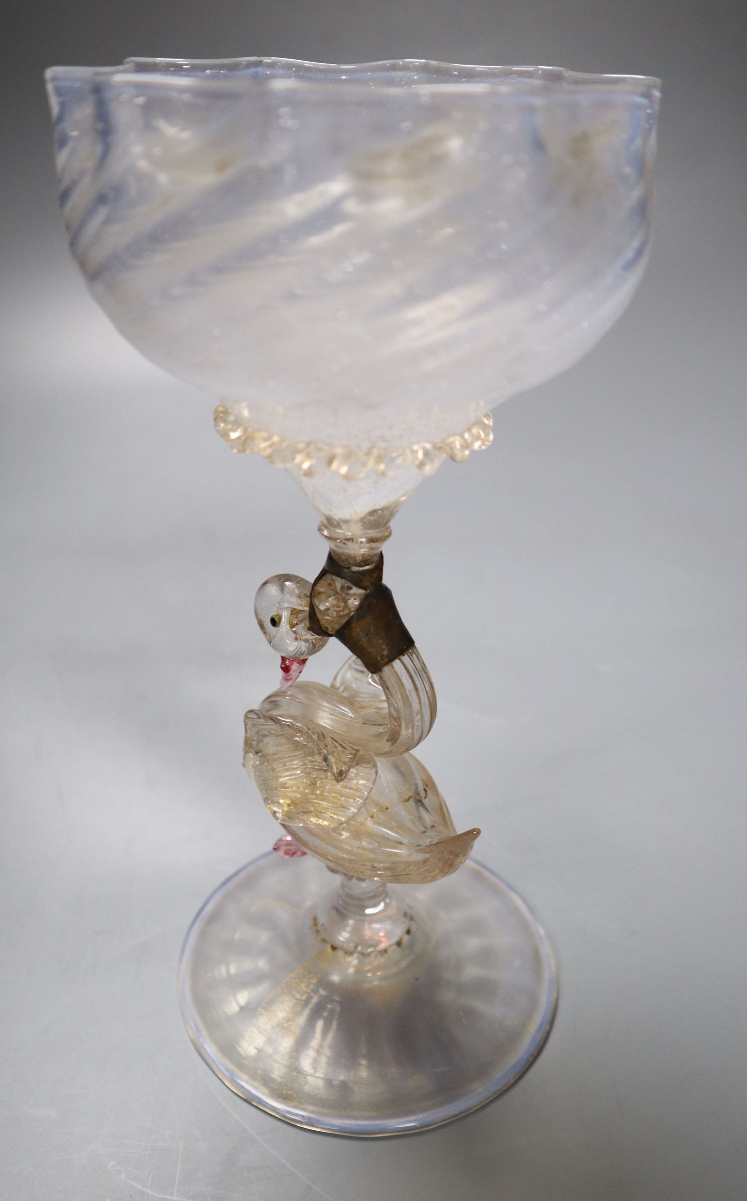 A Venetian glass goblet, height 23cm